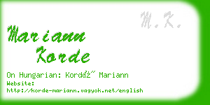 mariann korde business card